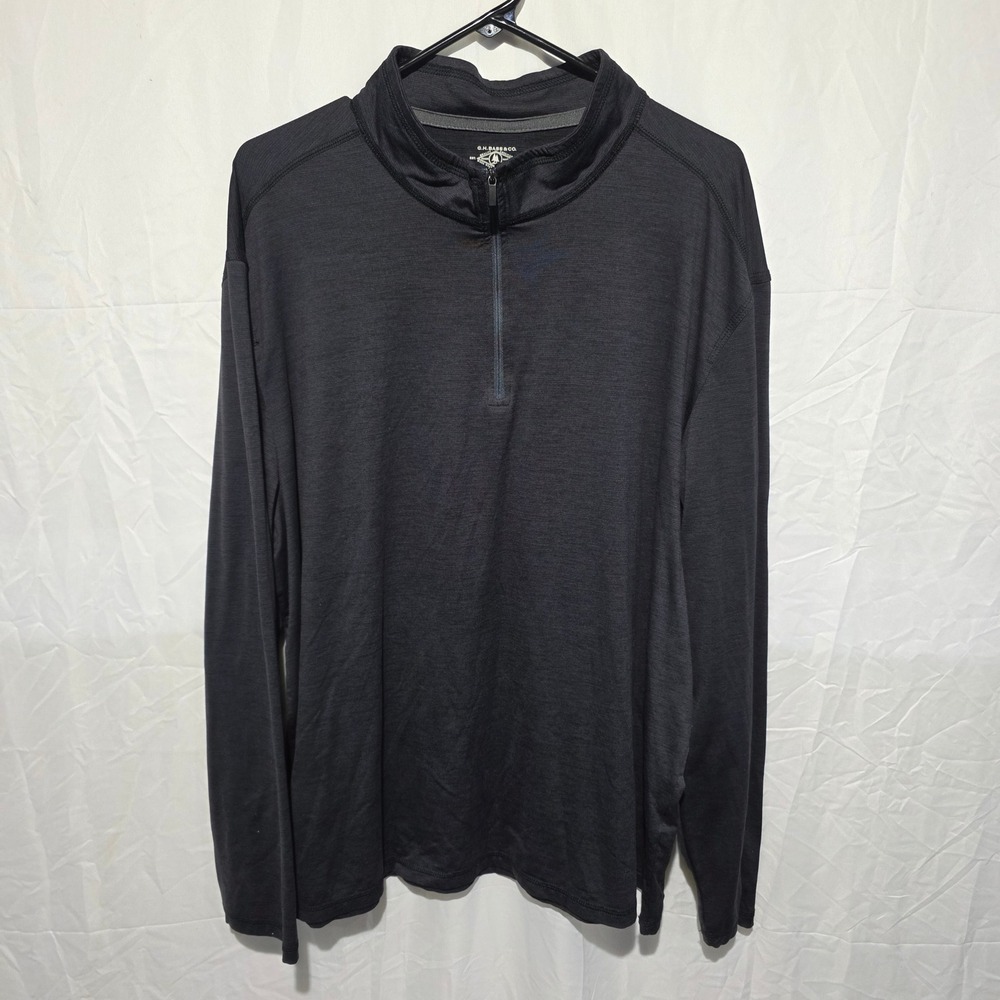GH Bass & Co Mens 2XL Charcoal Gray Heather Quarter Zip Pullover Long Sleeve Top